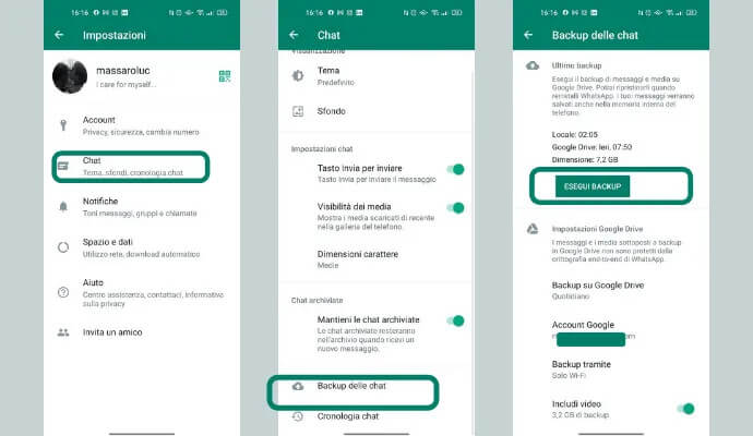 Backup di Google Drive WhatsApp