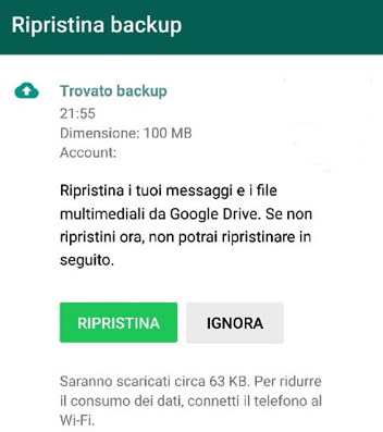 WhatsApp Cambio di telefono cellulare Android