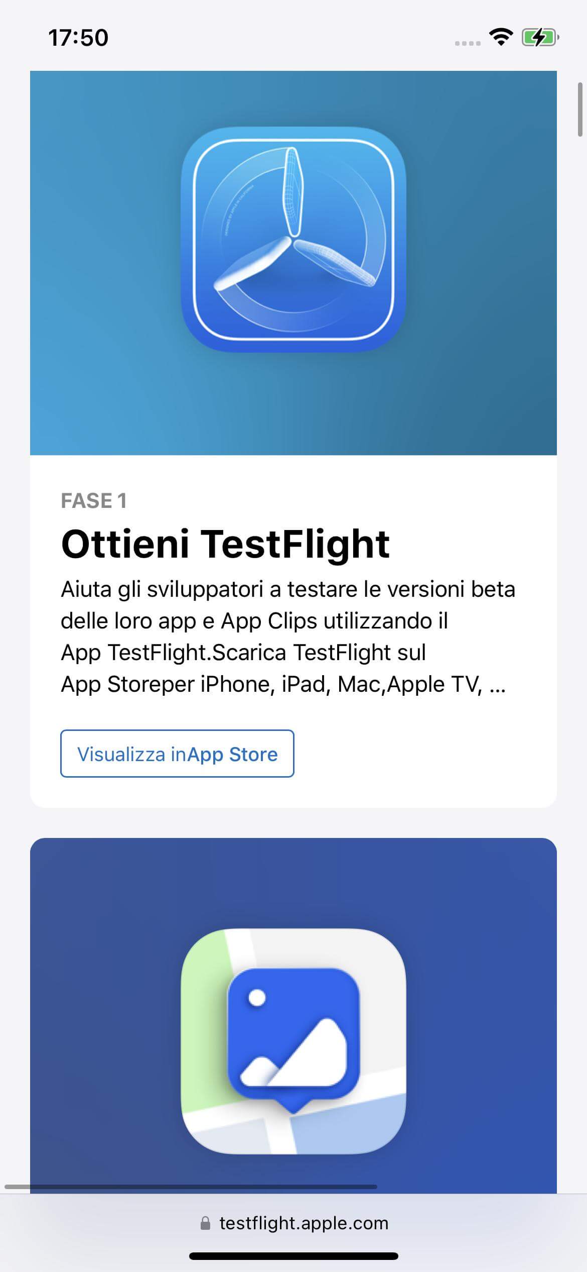 ottieni testflight