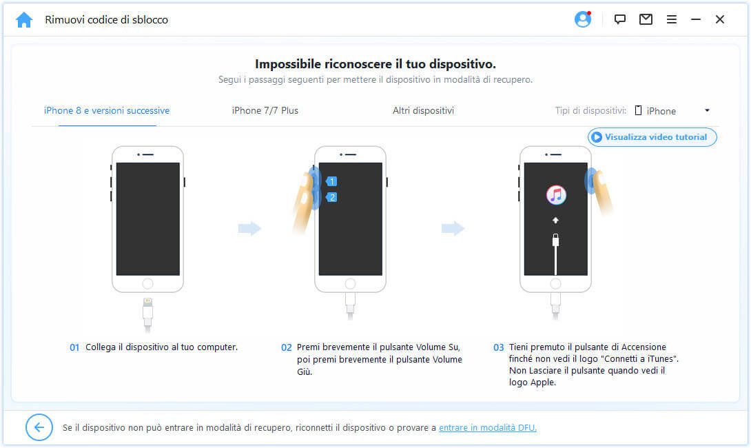 Mettere l'iPhone in modalità DFU