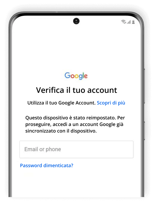 telefono bloccato alla verifica dell'account Google
