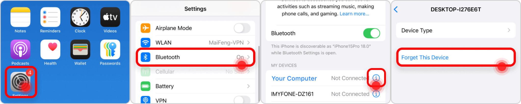 rimuovere il Bluetooth del telefono