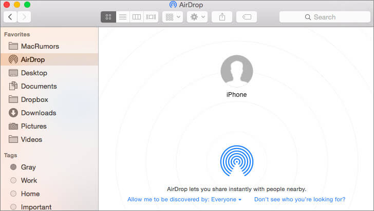 import contacts from iphone to mac using airdrop