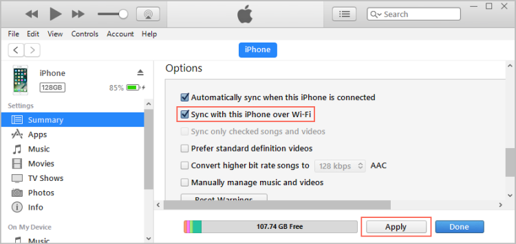 Come Sincronizzare l’iPhone con iTunes via Wifi