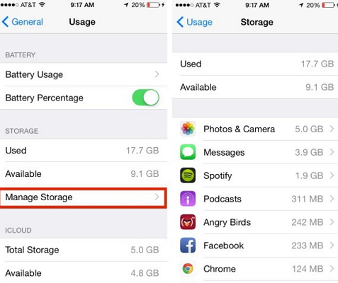 check iCloud storage