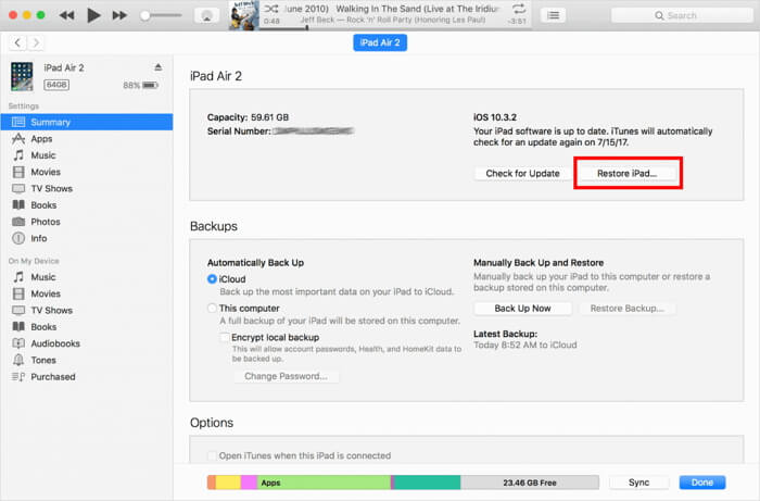 restore iPad