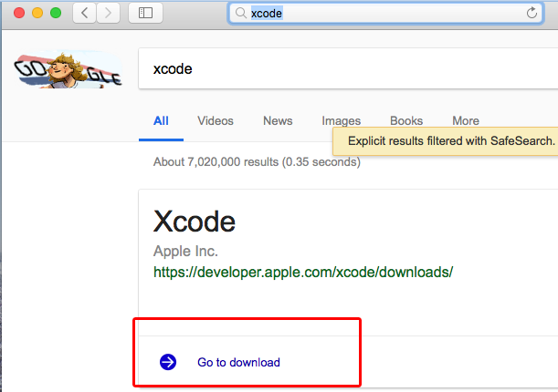 download and install the Xcode app