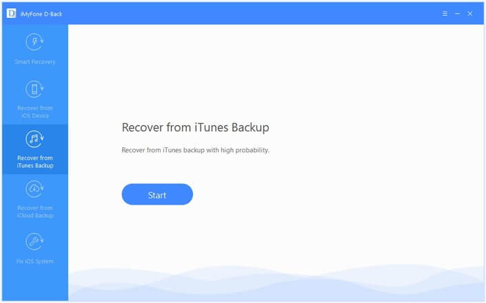 Choose Recover from iTunes backup