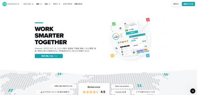 無料のプロジェクト管理ツール Taskworld