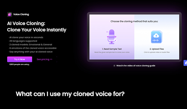 TopMediAi Voice Cloning　公式ページ画面