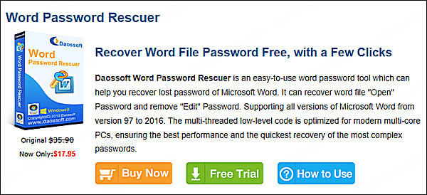 Daossoft Word Password Recovery ボームページ