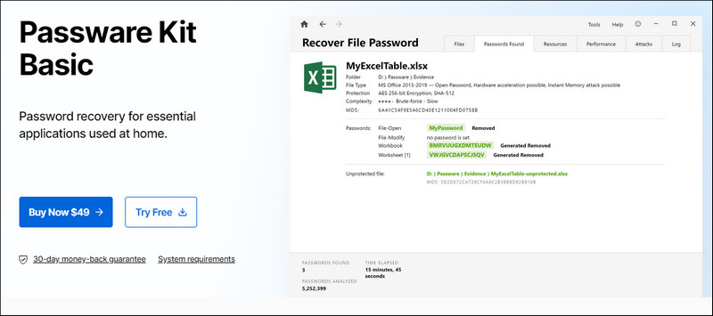 Passware Kit Basic　ホームページ　インターフェース