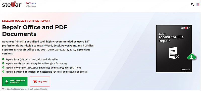 Stellar File Repair Toolkit ホームページ