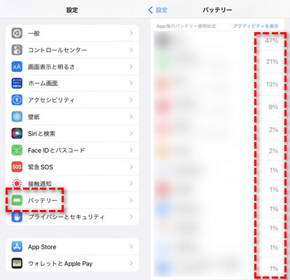 スクリーンタイムにてアプリを確認