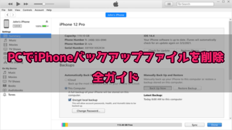 iPhone バックアップファイル 削除