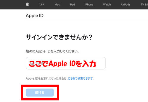 Apple ID入力