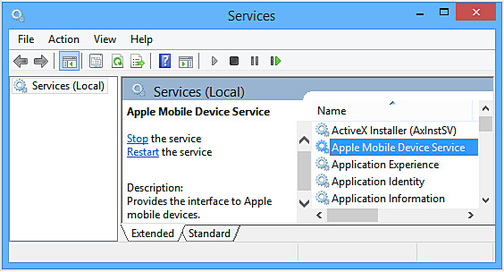 Apple Mobile Device Support service on windows