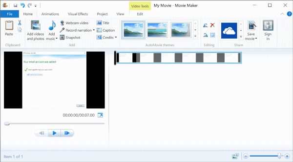 Windows Movie Maker　インターフェース