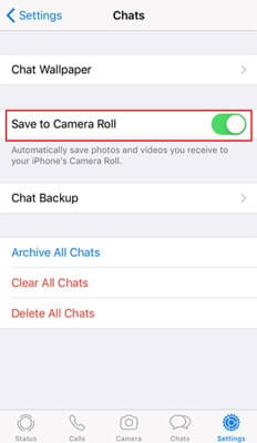 iphone whatsapp მედიის შენახვა კამერის როლზე