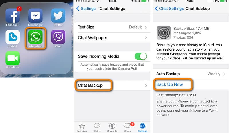 iPhone WhatsApp-ты iCloud-қа сақтық көшірме жасау