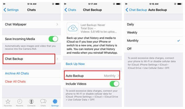 whatsapp backup on icloud