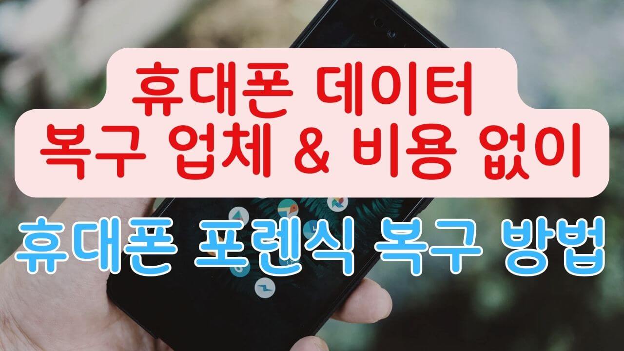 휴대폰 데이터 복구 업체 비용 없이 휴대폰 포렌식 복구 방법