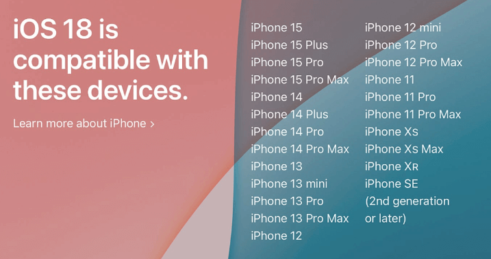 iOS 18 지원된 장치