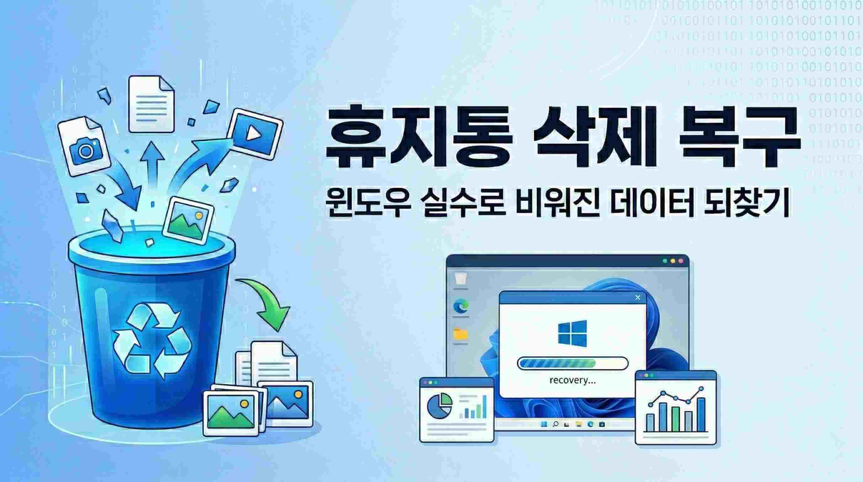 휴지통 삭제 복구 및 윈도우 10 11 비우기 방법