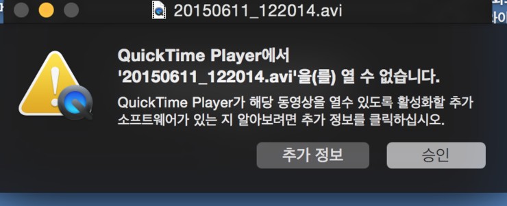 퀵타임 플레이어 동영상 열수 없음