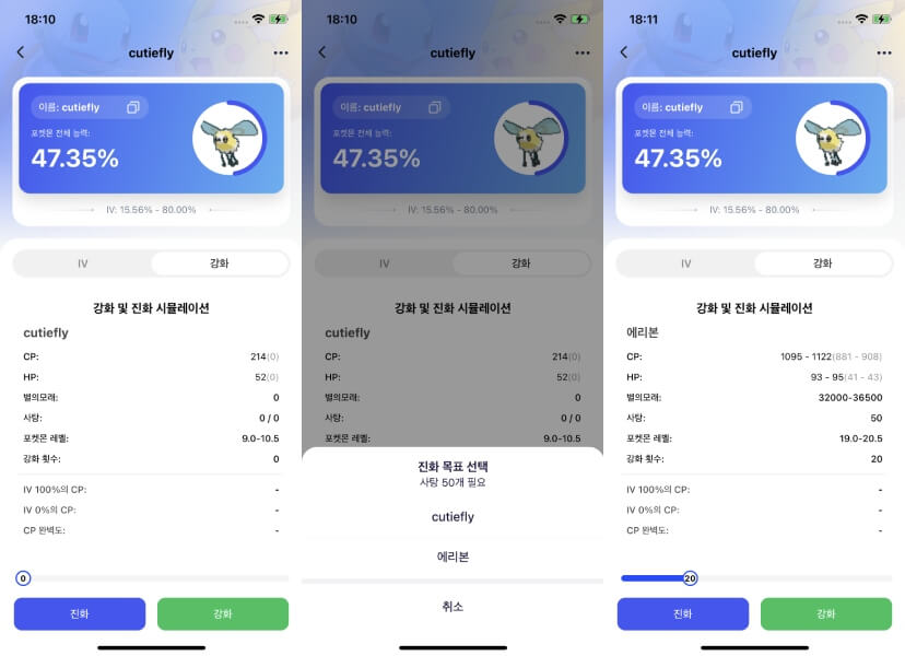 진화 및 강화 시뮬레이션
