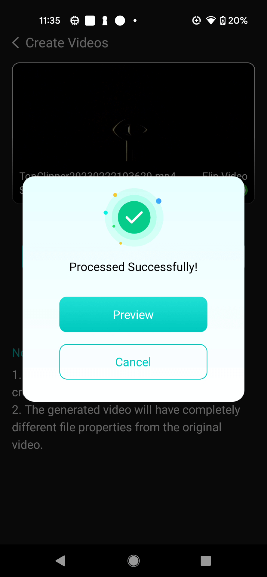 process video successfully