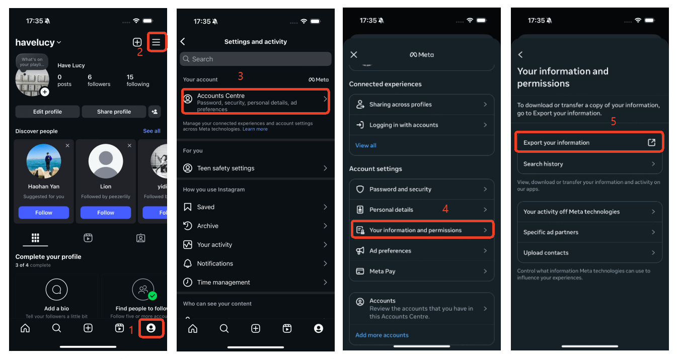 recover instagram data 1