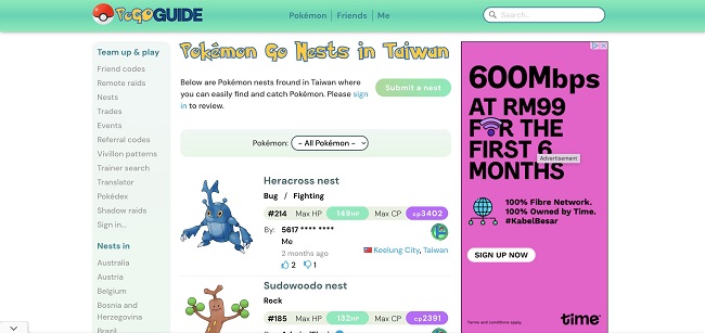 PoGo Guide 國外寶可夢巢穴