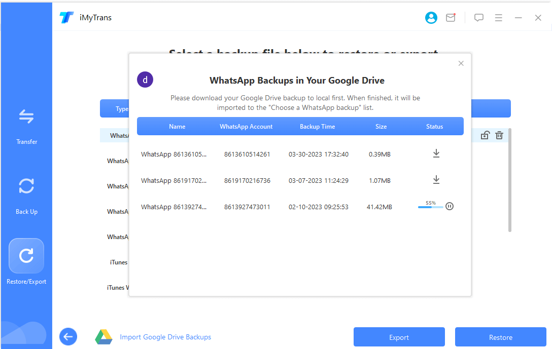 atsisiųsti whatsapp atsarginę kopiją google diske