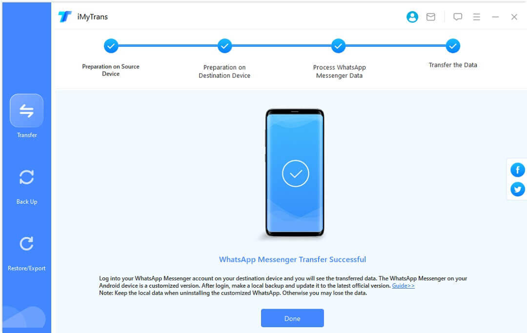 perkelti whatsapp iš android į iphone baigta