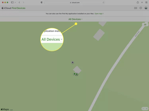 spustelėkite visi įrenginiai iCloud