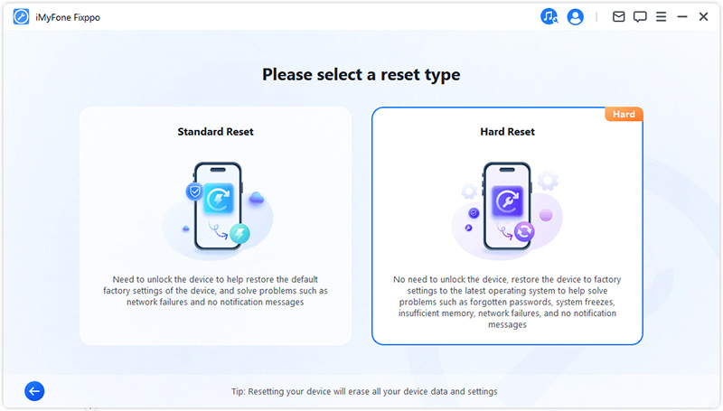 Pasirinkite Hardware Reset