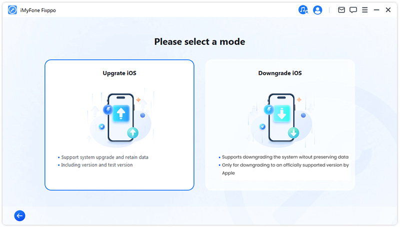 Pasirinkite „iOS Upgrade“.