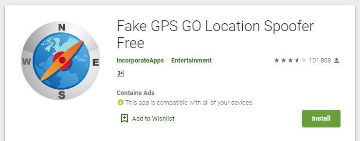 Fake GPS GO atrašanās vietas spūferis Android