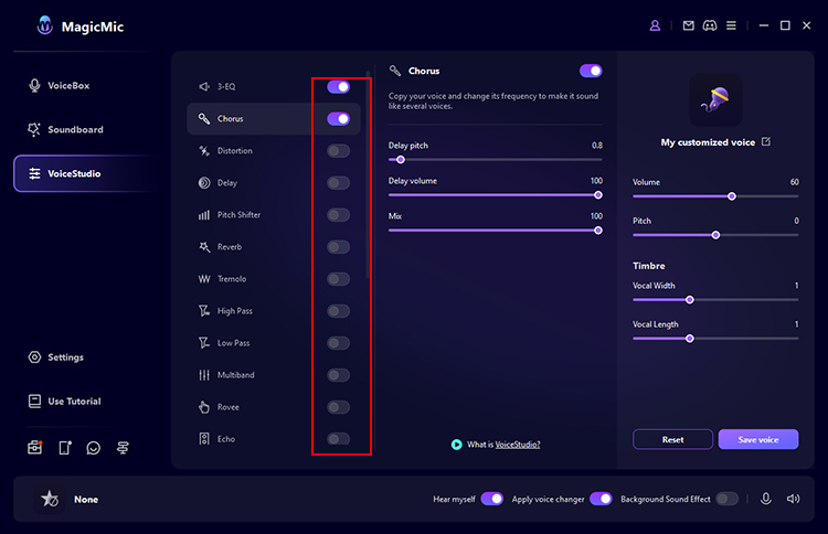 Apskatiet izveidoto audio filtru