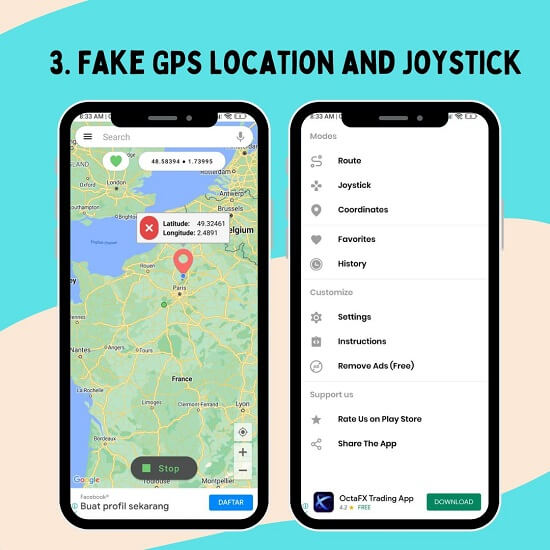 fake gps location and joystick