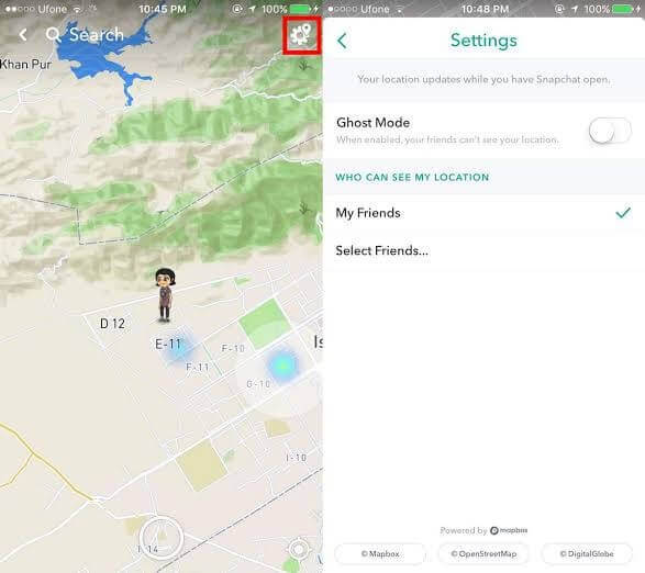 cari peta di Snapchat