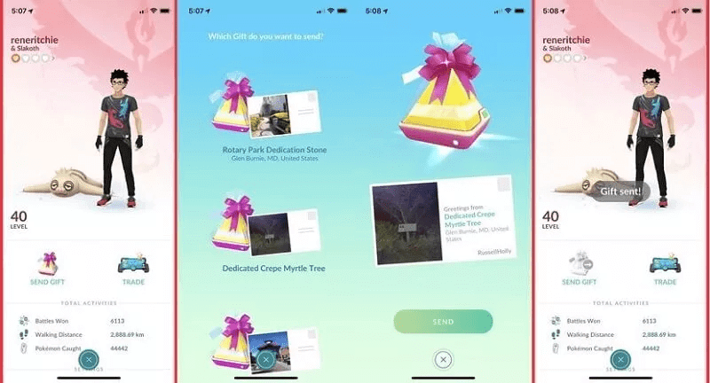 send gift to your friend in pokemon go