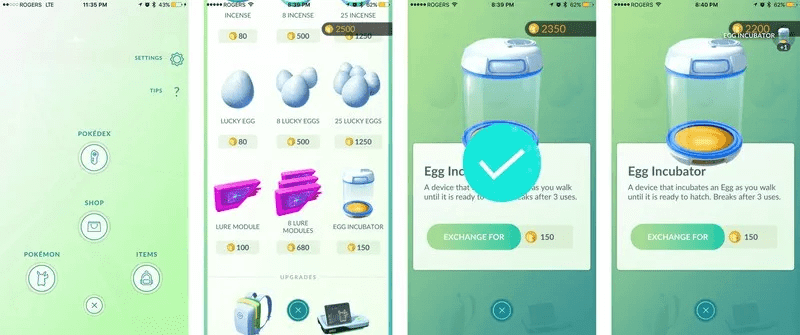 purchase more incubators with pokecoins