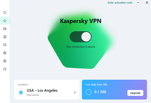 antarmuka Kaspersky VPN versi pc