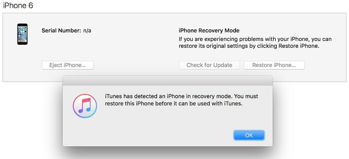 iTunes telah mengesan iPhone dalam mod pemulihan