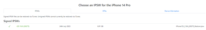 unduh file IPSW ke komputer
