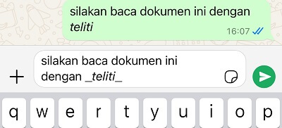 teks italik whatsapp