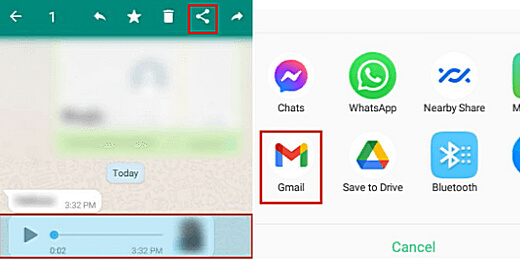 simpan audio whatsapp pada android dengan gmail