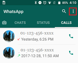 sejarah panggilan whatsapp pada android